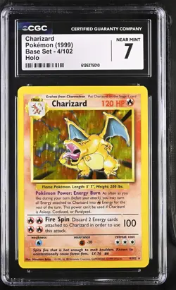 CGC 7 Charizard 1999 Base Set 4/102 Holo Pokemon Card - Image 1