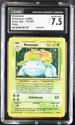 CGC 7.5 Venusaur 1999 Base Set 15/102 Holo Pokemon Card - Image 1