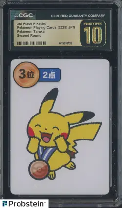 2025 Pokemon Playing Cards JPN Second Round Taruka 3rd Pikachu CGC 10 PRISTINE - Image 1