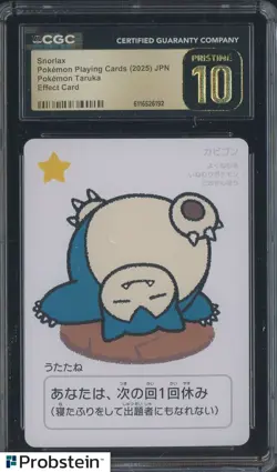 2025 Pokemon Playing Cards JPN Effect Card Taruka Snorlax CGC 10 PRISTINE - Image 1