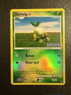 Turtwig 77/100 Majestic Dawn Platinum Pokemon Card Reverse Holo Stamped NM - Image 1
