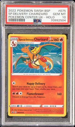 2022 POKEMON SWSH BLACK STAR PROMO #075 SPECIAL DELIVERY CHARIZARD-HOLO PSA 10 - Image 1