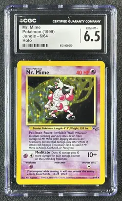 MR. MIME CGC 6.5 1999 POKEMON JUNGLE #6/64 RARE HOLO 010 - Image 1