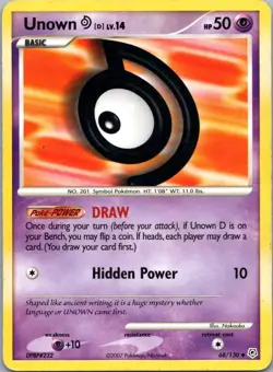 Pokemon TCG Unown D 68/130 Diamond Pearl LP - Image 1