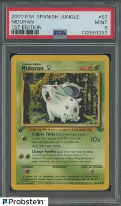 2000 Pokemon Spanish Jungle 1st Edition #57 Nidoran PSA 9 MINT - Image 1