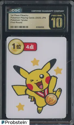 2025 Pokemon Playing Cards JPN First Round Taruka 4th Pl Pikachu CGC 10 PRISTINE - Image 1