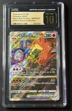 CHARIZARD VSTAR CGC 10 PRISTINE 2022 POKEMON BLACK STAR PROMOS #SWSH262 ULTRA 07 - Image 1