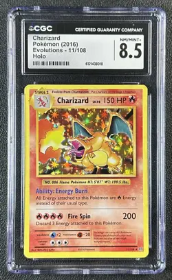 CHARIZARD CGC 8.5 2016 POKEMON XY EVOLUTIONS #11/108 HOLO 018 - Image 1