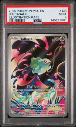 2025 POKEMON MEG EN-MEGA EVOLUTION ILLUSTRATION RARE #133 BULBASAUR PSA 9 - Image 1
