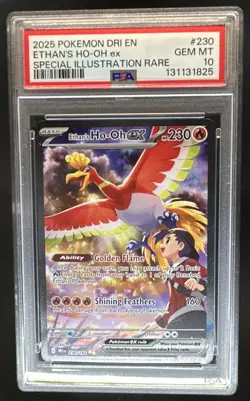 2025 Pokemon Destined Rivals Ethan's Ho-Oh ex #230/182 PSA 10 - Image 1