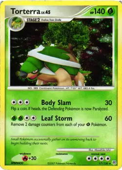 Pokemon TCG Torterra DP Diamond & Pearl 17/130 Cosmo Holo Rare DMG - Image 1