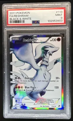 2011 Pokemon Black & White Reshiram Full Art Rare #113/114 PSA 9 - Image 1