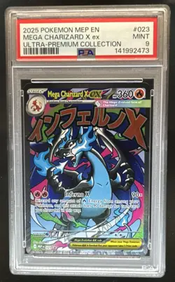 2025 Pokemon MEP Black Star Promos Mega Charizard X ex #023 PSA 9 - Image 1