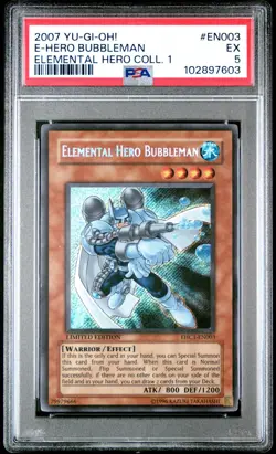 YUGIOH Elemental Hero Collection Bubbleman EHC1-EN003 PSA 5 Secret Rare - Image 1