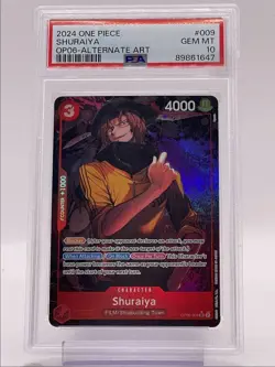 SHURAIYA 2024 ONE PIECE WINGS ALTERNATE ART SUPER RARE #OP06-009 PSA 10 Q1219 - Image 1