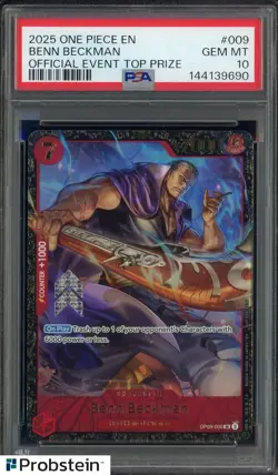 2025 ONE PIECE PROMOS #009 BENN BECKMAN OFFICIAL EVENT TOP PRIZE PSA 10 - Image 1