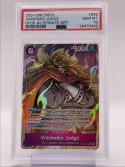 VINSMOKE JUDGE 2024 ONE PIECE ALTERNATE ART SUPER RARE #OP06-062 PSA 10 Q1219 - Image 1