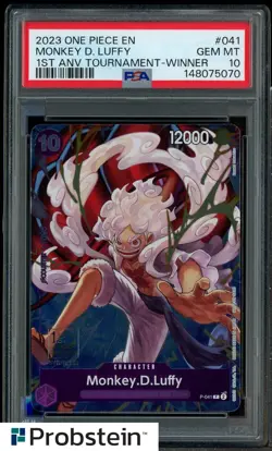 2023 One Piece Promo 1st Anv Tournament Winner #041 Monkey D. Luffy PSA 10 GEM - Image 1