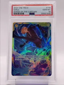 SANJI 2024 ONE PIECE WINGS OF THE CAPTAIN SECRET RARE #OP06-119 PSA 10 Q1219 - Image 1