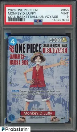 2026 One Piece EN College Basketball US Voyage #055 Monkey D Luffy PSA 9 - Image 1