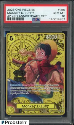 2025 One Piece EN JP 2nd Anniversary Set #015 Monkey D. Luffy PSA 10 GEM MINT - Image 1