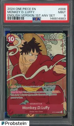 2024 One Piece English Version 1st Anniversary Set #006 Monkey D. Luffy PSA 9 - Image 1