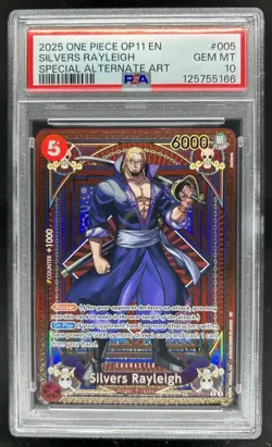 2025 One Piece The Best Vol. 2 Silvers Rayleigh Promo Alt Art #OP09-005 PSA 10 - Image 1