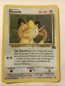 Pokemon Meowth Nintendo Black Star Promo 10 Holo Pokemon Card - Image 1