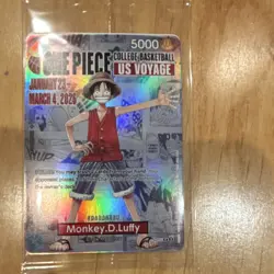 Bandai One Piece CCG Monkey.D.Luffy US Voyage Promo Full Art Holo Card 5000 - Image 1