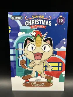 Sparkle Holo Meowth 10 - Pokemon Collectoons 2024 Christmas Card - NM - Image 1