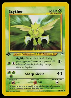 Pokemon Card - Scyther Neo Destiny 55/105 Uncommon 1st Edition - Image 1