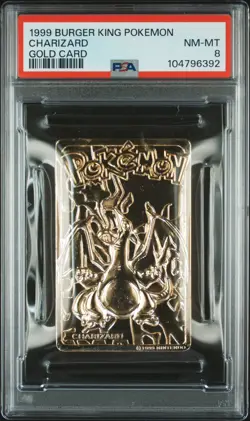 1999 BURGER KING POKEMON GOLD CARDS CHARIZARD PSA 8 - Image 3