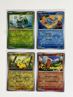 Pokemon TCG 151 Reverse Holo 4 Card Lot-Pikachu Squirtle Bulbasaur Charmander NM - Image 1