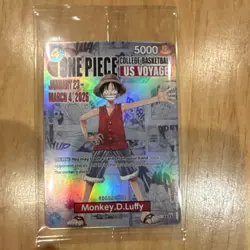 Bandai One Piece CCG Monkey.D.Luffy US Voyage Promo Full Art Holo Card ST01-003 - Image 1
