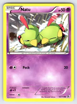 Natu 55/113 2013 B&W Legendary Treasures Pokemon Card TCG Non Holo Common - Lp - Image 1