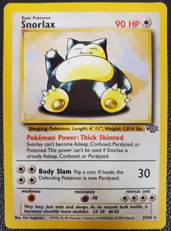 Snorlax 27/64 Rare Jungle Set Non-Holo Pokemon Card Unlimited Played Condition - Image 1