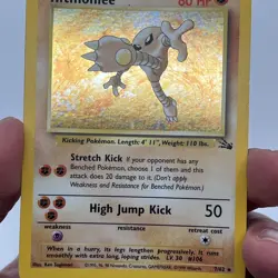Pokemon TCG Hitmonlee 1999 Fossil Holo Card 7/62 Unlimited Holo Rare MP - Image 4