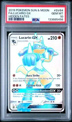 PSA 10 Lucario GX SV64/SV94 2019 Sun & Moon FA Hidden Fates FA Card B TCGKITTEN - Image 2