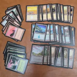 100+ Basic Lands Plains island swamp mountain forest Black Bordered OLD HP /used - Image 1