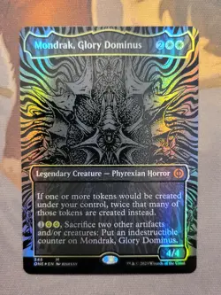 1x Mondrak, Glory Dominus (Oil Slick Raised Foil) - AWBO Mythic MTG NM - Image 1