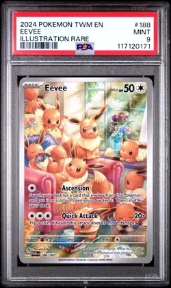POKEMON 2024 EEVEE ILLUSTRATION RARE TWILIGHT MASQUERADE #188 PSA 9 - Image 1