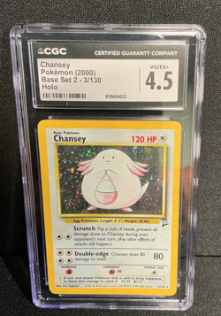 Chansey - 3/130 - Holo Rare - Unlimited Edition Pokemon Base Set CGC 4.5 - Image 1