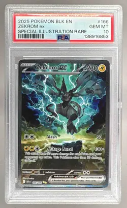 138916853 Zekrom ex 2025 Pokemon Black Bolt #166 SIR PSA 10 - Image 1