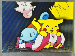 2000 Topps Pokemon TV Animation Puzzle Silver Foil #P05 Pikachu and Squirtle - Image 1
