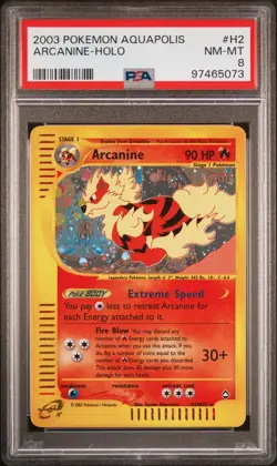 POKEMON 2003 ARCANINE-HOLO AQUAPOLIS #H2 PSA 8 - Image 1
