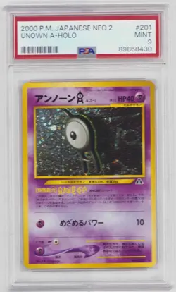 UNOWN A NEO 2 POKEMON JAPANESE #201 PSA #89868430 GRADED MINT 9 2000 - Image 1