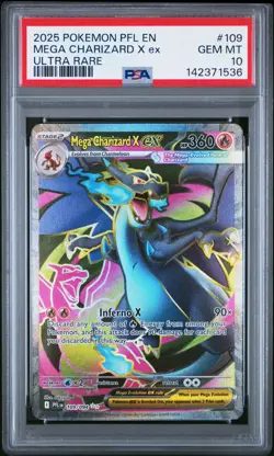 2025 Pokemon Phantasmal Flames Mega Charizard X EX Ultra Rare #109 PSA 10 GEM MT - Image 1