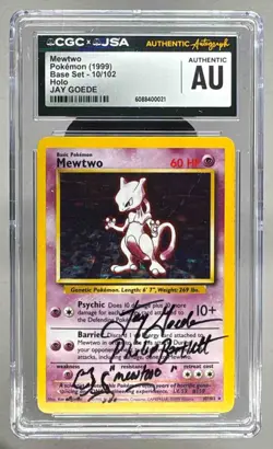 0021 Jay Goede 1999 Pokemon #10 Holo Mewtwo VA on Card Auto CGC AUTH - Image 1