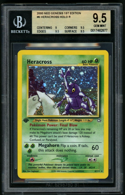 Pokemon 2000 Heracross HOLO R Neo Genesis 1st Edition #6 BGS 9.5 - Image 1