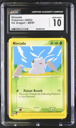 Pokemon 2003 Nincada EX Dragon #66 CGC 10 - Image 1